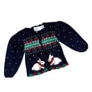 Hartstrings Baby Vintage Navy Blue Rabbit‎ Sweater Cardigan 24 Months